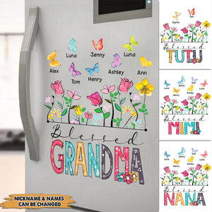 Blessed Grandma Flower Butterfly Custom Gift For Grandma Sticker