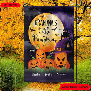 Grandma Pumpkin Halloween Fall Season Personalized Garden Flag