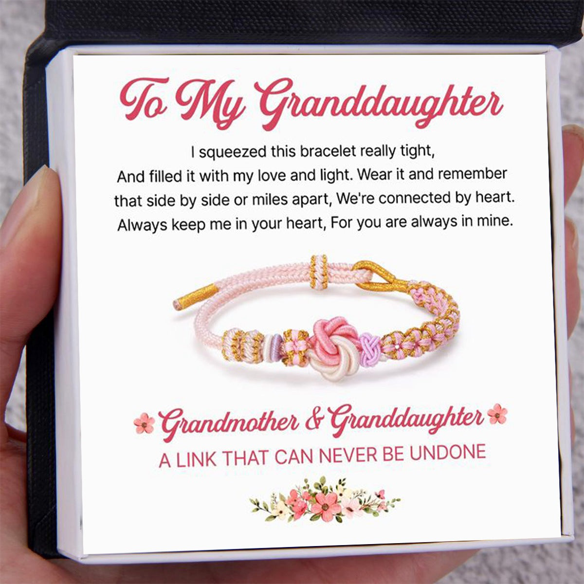 Grandmother & Granddaughter “A Link That Can Never Be Undone” Peach Blossom Knot Bracelet