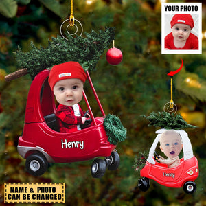 Cute Baby Car Personalized Christmas Ornament - Upload Photo