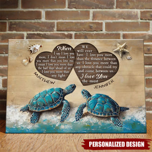 Lovely Gift Beach and Turtles - Personalized Couple Poster Anniversary Gifts