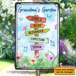 Personalized Gift Grandma's Garden Outdoor Metal Sign
