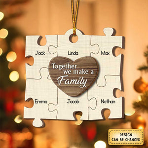 Christmas Puzzle We Make A Family - Personalized Wooden Ornament