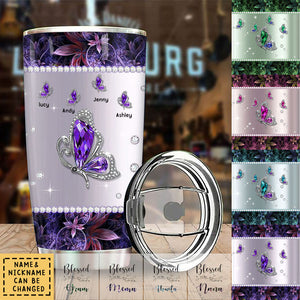 Glitter Butterfly Grandma- Mom With Little Kids, Blessed To Be Called Nana Personalized Glitter Tumbler