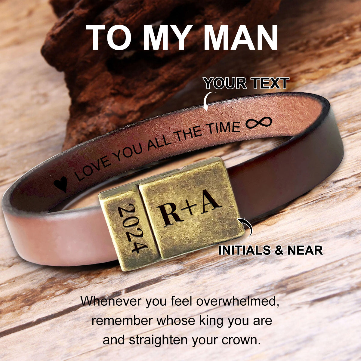 Personalized Engraving Leather Bracelet, Anniversary Gift for Boyfriend