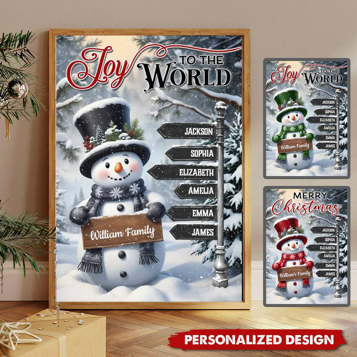 Personalized Snowman Family Christmas Poster-Gift For Family