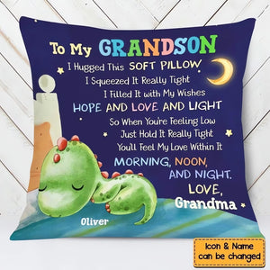 Personalized Gift For Grandson Sleeping Dino "To my Grandson" Pillow