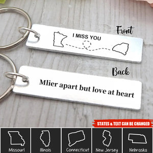 Personalized Double Sided State To State Keychain, Long Distance Gift