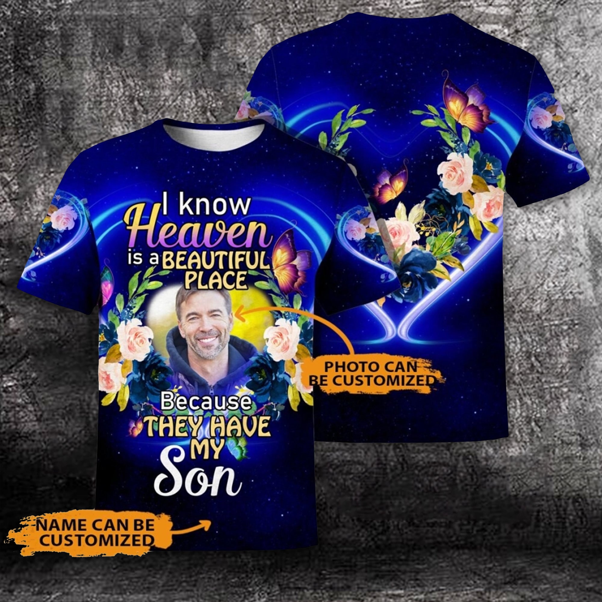 Personalized Memorial Shirt I Know Heaven Is A Beautiful Place Butterfly For Mom, Dad, Grandpa, Son, Daughter Custom Memorial Gift