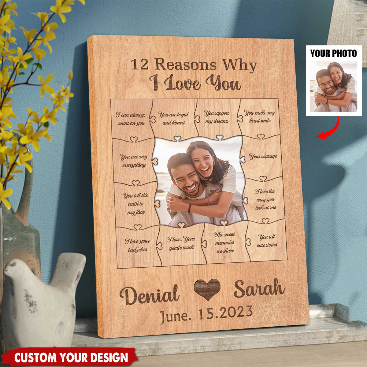 12 Reasons Why I Love You Couple Personalized Custom Name Poster, Christmas Gifts