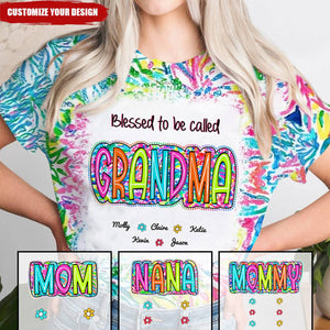 Grandma Nana Gigi Scribble Doodle Grandkids Personalized 3D T-shirt