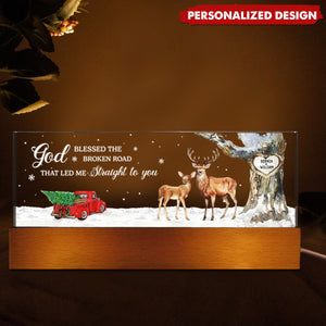 God Blessed The Broken Road Personalized LED Night Light, Christmas Gift for Couples