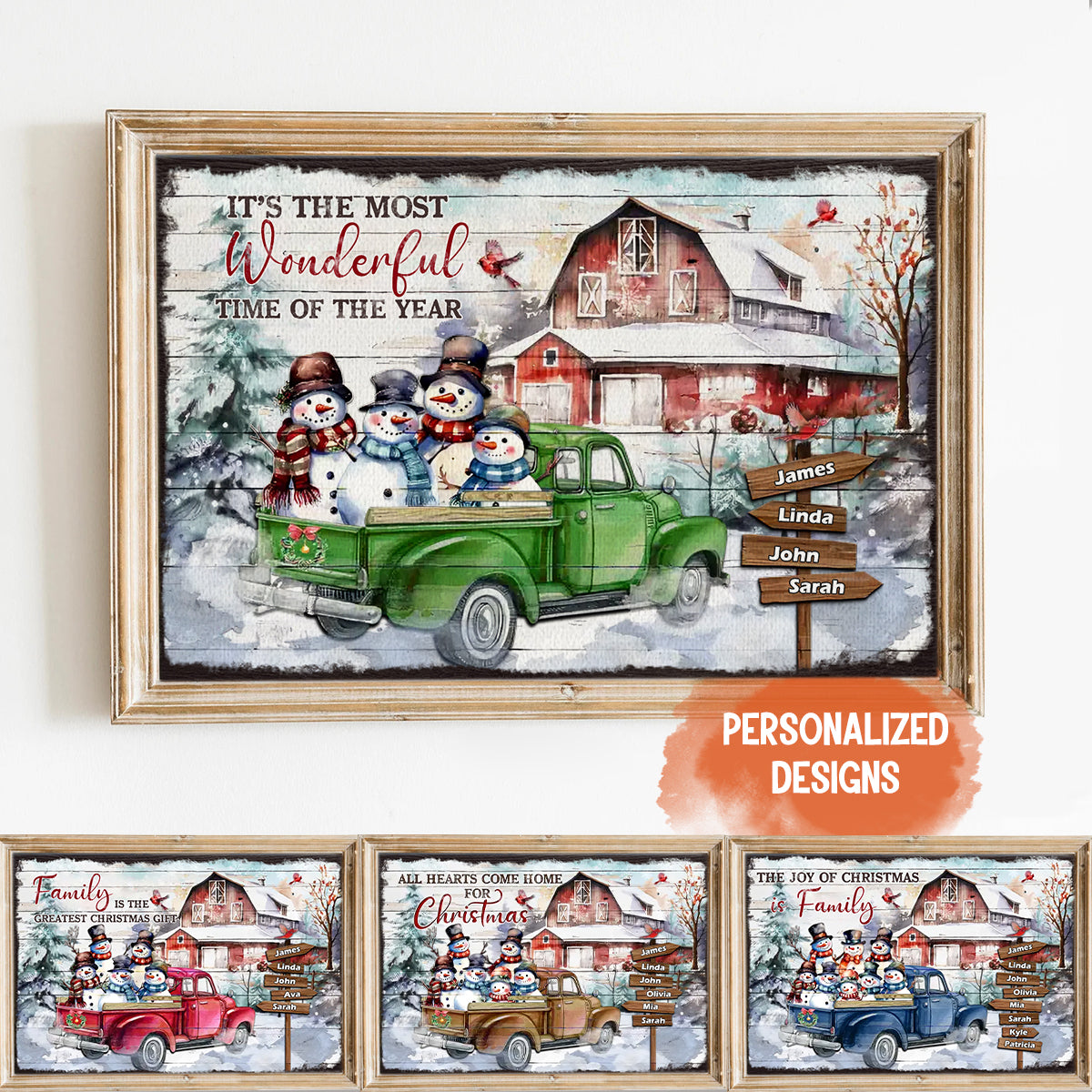 Family Is The Greatest Christmas Gift-Personalized Snowman Family Joyride Name Customized Poster