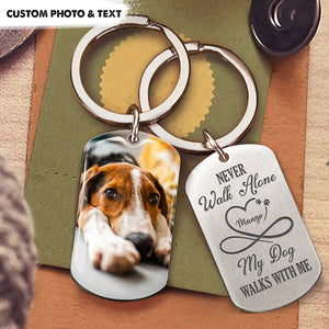 Never Walk Alone Pet Memorial Metal Keychain, Pet Loss Gift