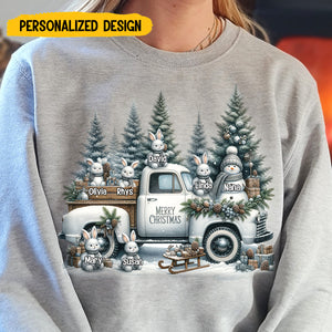 Personalized Snowman With Kids Christmas Family Sweatshirt