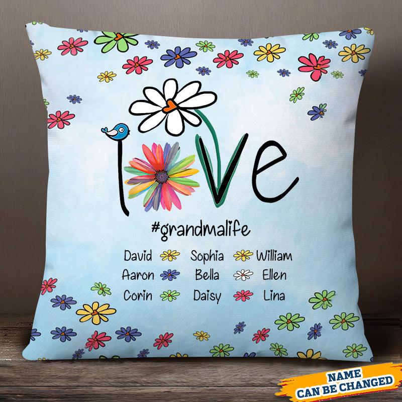 Personalized Love Grandma Life Flower Pillowcase