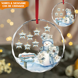 Snowman Grandma With Kids Christmas Ornament