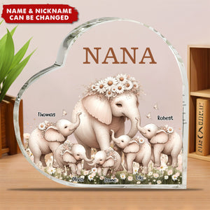 Mama Elephant With Little Kids Personalized Acrylic Plaque