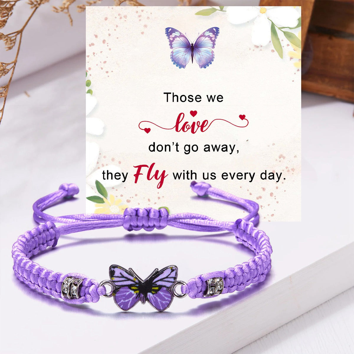Those We Love Don’t Go Away They Fly With Us Every Day Butterfly Memorial Bracelet