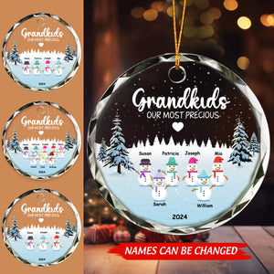 Personalized Christmas Snowman Ornament,Family Member Names-Gift For Grandma