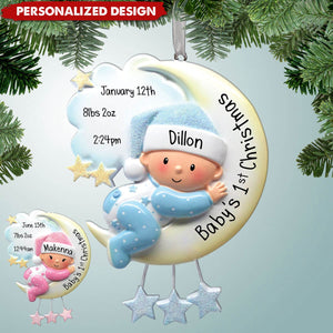 Baby Hugging Moon - Personalized Christmas Acrylic Ornament