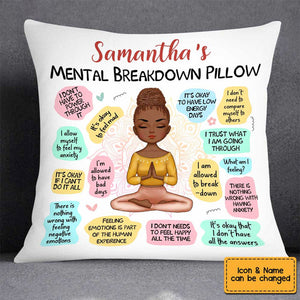 Mental Health Breakdown Affirmations Pillow