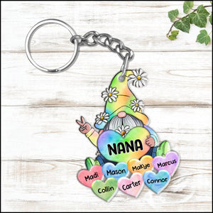 Colorful Rainbow Grandma Mom Little Heart Kids Personalized Keychain