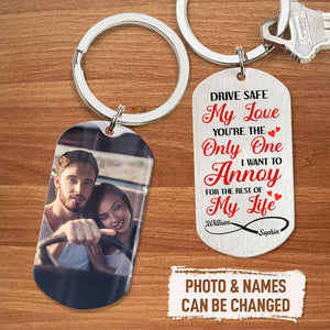 Drive Safe Image Upload Couple Personalized Stainless Steel Keychain