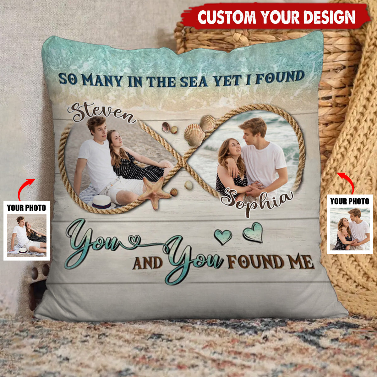 Personalized Lovely Beach Gift For Couple Custom Photos Pillowcase