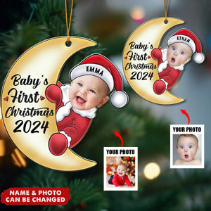 Custom Photo Christmas Santa Baby - Personalized Cutout Acrylic Ornament