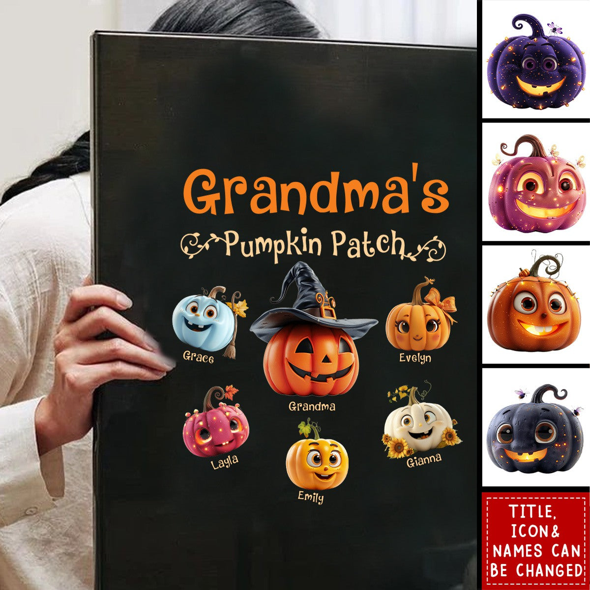 Personalized Halloween Gift For Mom Grandma Pumpkin Patch Decor Decal