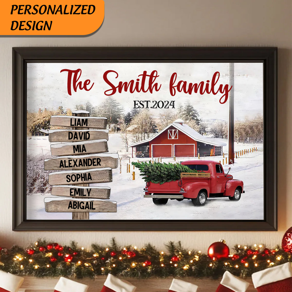 At Christmas All Roads Lead Home - Personalized Family Poster