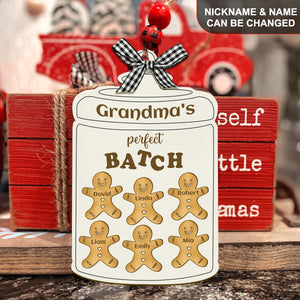 Grandma's Perfect Cookie Batch - Personalized Wooden Ornament