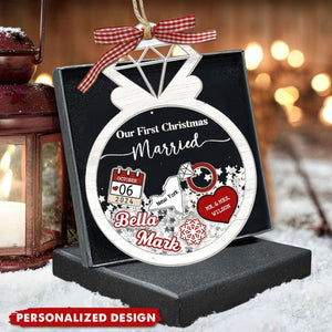 Our First Christmas Married--Personalized Acrylic Wedding Couple Memorial Ornament