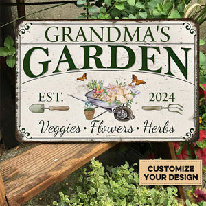 Personalized Veggie Flower Garden Metal Sign