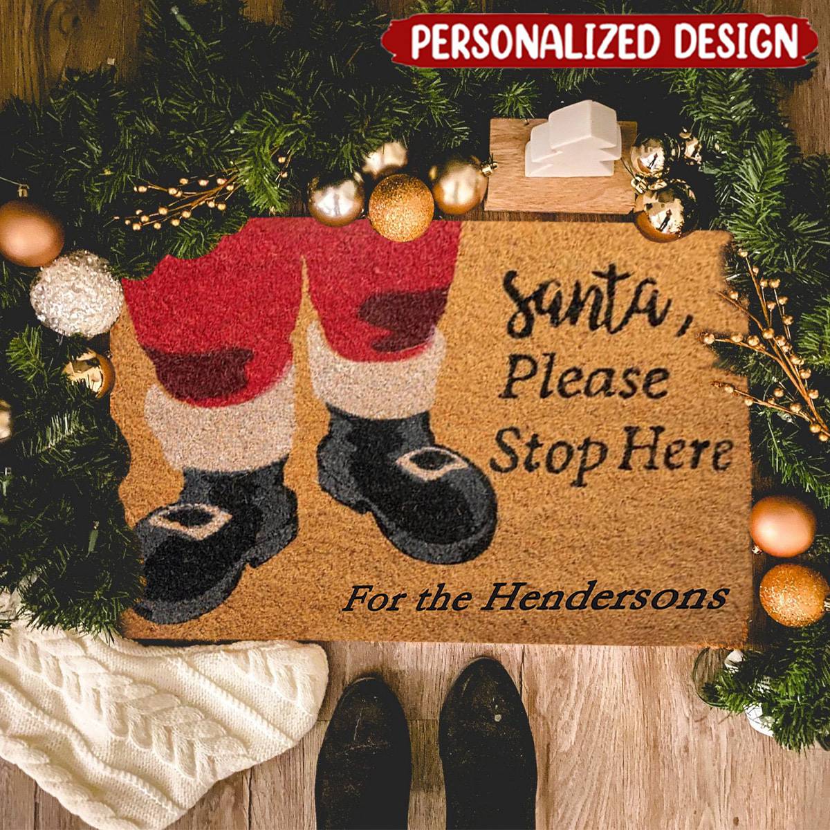 Personalized Santa Claus Doormat, Christmas Fun Doormat