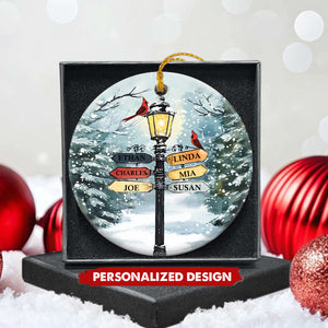 Personalized Snow Scene And Christmas Street Light Name Ornament