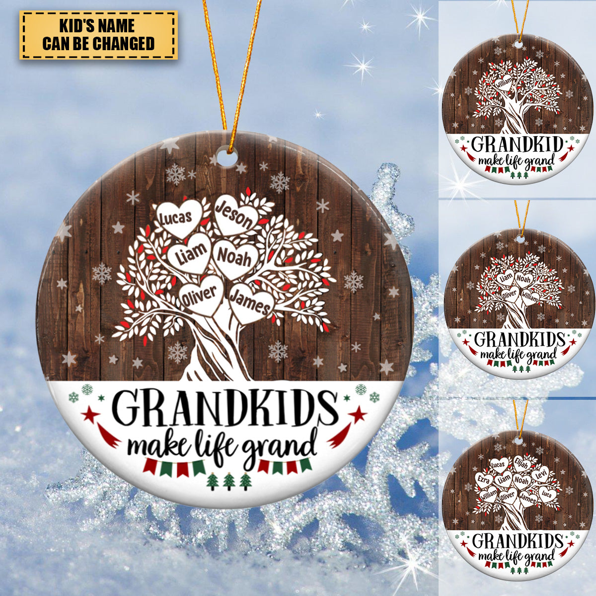 Grandchildren Make Life Great - Gifts for Grandma Personalized Ceramic Ornaments