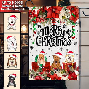 Merry Christmas Dog Flag - Personalized Garden Flag, Christmas Gift For Dog Lovers