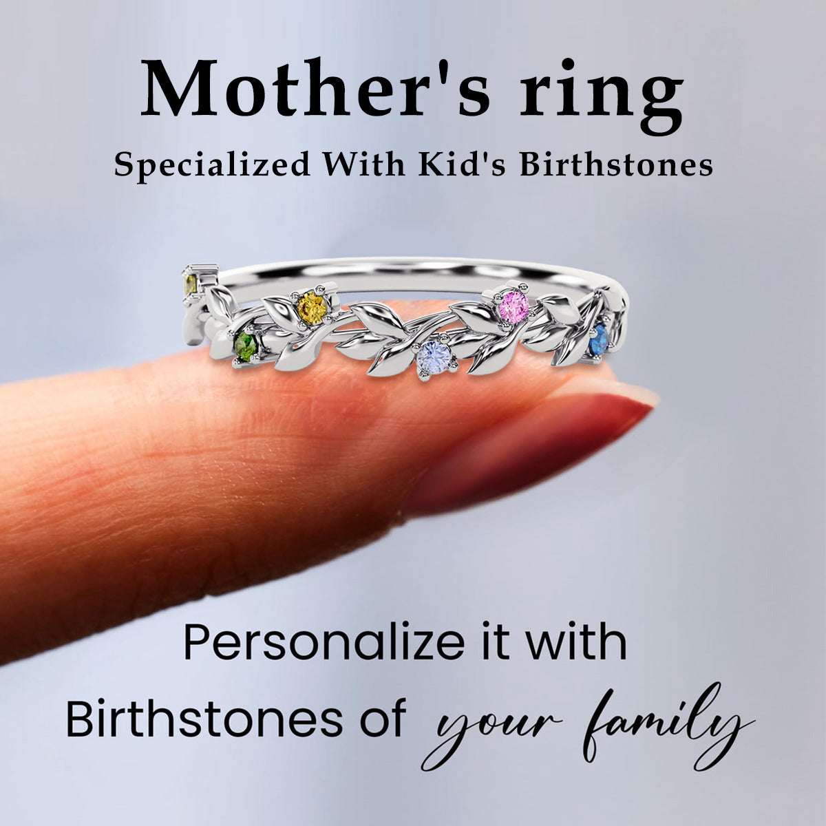 Personalized Birthstone Flower Ring-Gift For Her