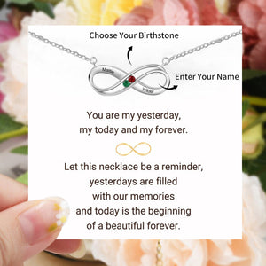 Personalized Infinity Necklace with Birthstones, Couple Promise Necklace