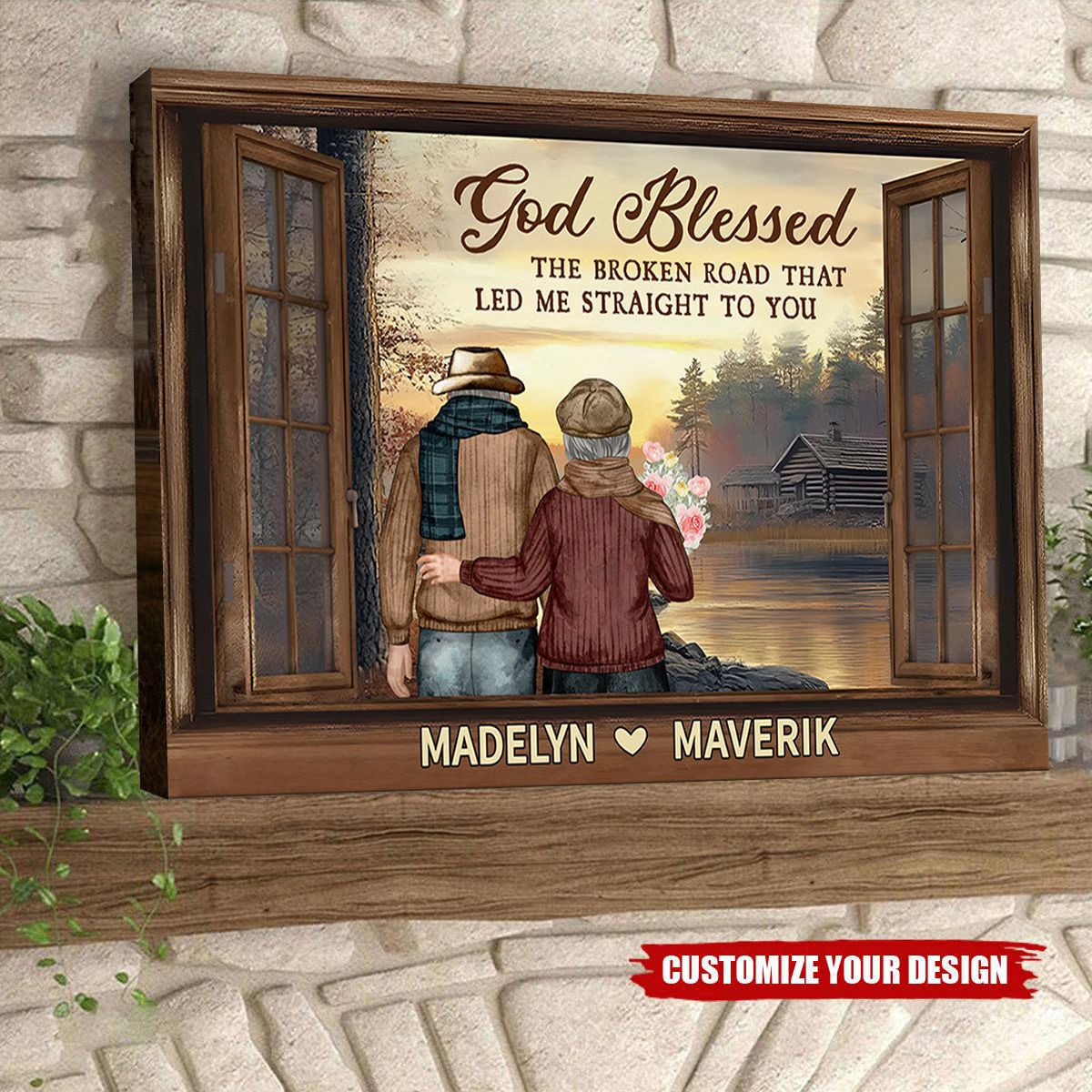 Personalized Vintage Couple God Blessed The Broken Road Poster