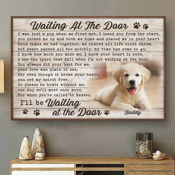 Custom Photo Waiting At The Door - Dog & Cat Personalized Custom Horizontal Poster