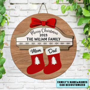 Personalized My Family Christmas Door Sign -Christmas,Home Decor Gift For Family Members