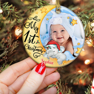 Baby 1St Christmas Elephant - Personalized Ceramic Ornament