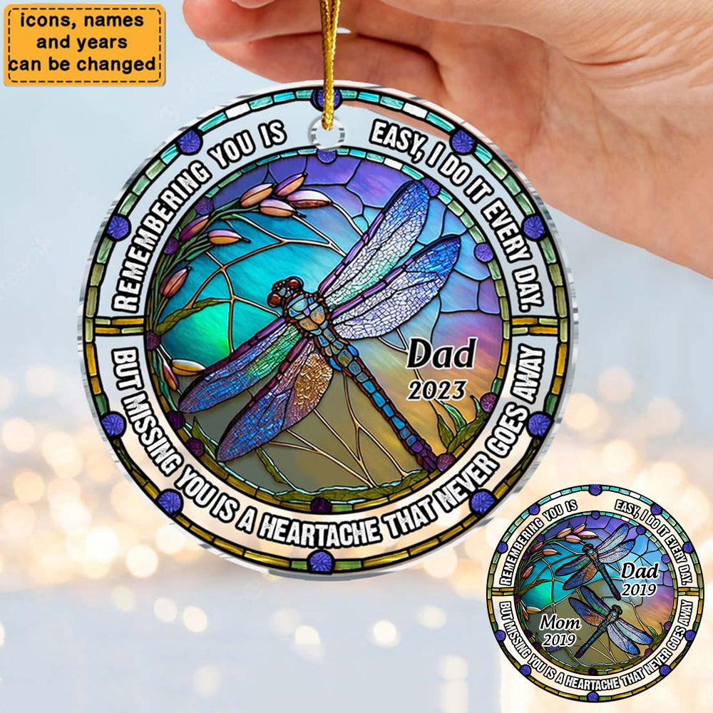 Memorial Dragonfly Remembering You Circle Personalized Acrylic Ornament