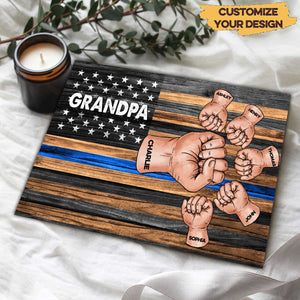 Dad Papa Grandpa Fist Bump Nation Flag Personalized Horizontal Poster
