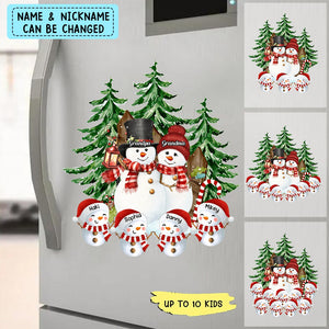 Cute Couple Snowman With Kids Personalized Sticker