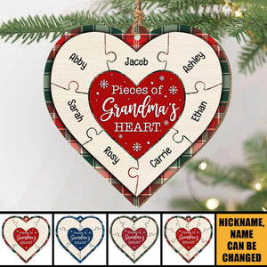 Pieces Of Grandma’s Heart Christmas Gift Personalized Wooden Ornament