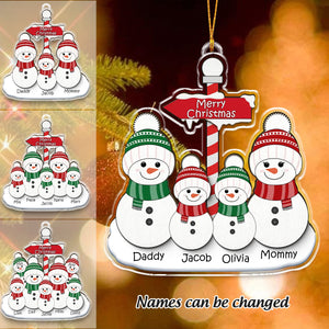 Personalized Snowman Family Christmas Acrylic Ornament